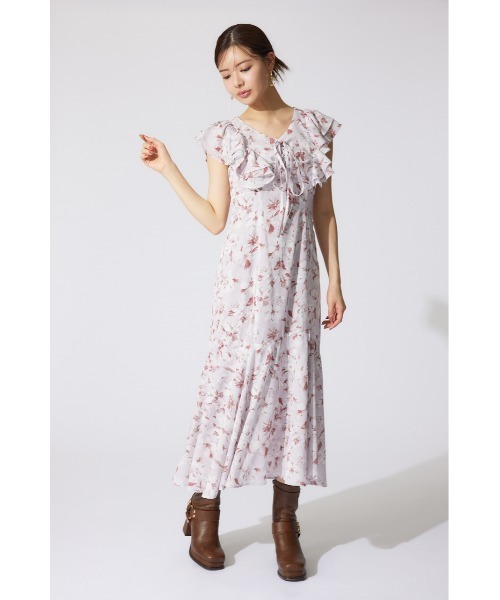 rienda（リエンダ）の「フリルフラワーロングワンピース 夏服 半袖（ワンピース・レディース・ピンク/ホワイト/ライトグレー・MEDIUM/SMALL）」の21枚目の写真