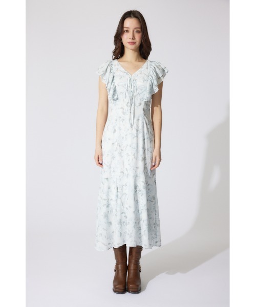 rienda（リエンダ）の「フリルフラワーロングワンピース 夏服 半袖（ワンピース・レディース・ピンク/ホワイト/ライトグレー・MEDIUM/SMALL）」の16枚目の写真