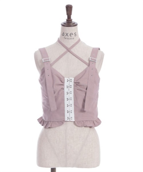 axes femme（アクシーズファム）の「コルセット風デザインビスチェ（ベスト・レディース・ピンク/ネイビー/ブラック・FREE）」の9枚目の写真