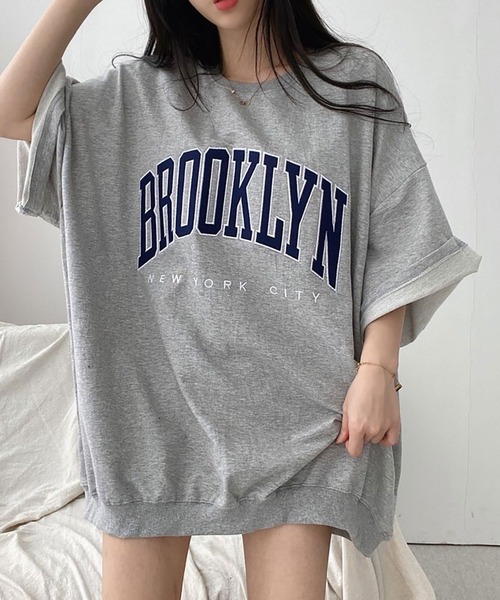 NinaetLina(ニナエリナ)の「BROOKLYNプリントオーバーTシャツ(Tシャツ/カットソー・レディース・グレー/ブラック/ネイビー/アイボリー・FREE)」の15枚目の写真