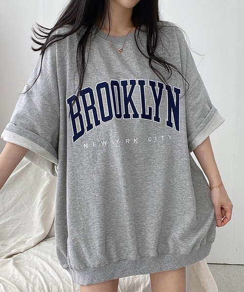 NinaetLina(ニナエリナ)の「BROOKLYNプリントオーバーTシャツ(Tシャツ/カットソー・レディース・グレー/ブラック/ネイビー/アイボリー・FREE)」の13枚目の写真
