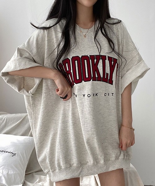 NinaetLina(ニナエリナ)の「BROOKLYNプリントオーバーTシャツ(Tシャツ/カットソー・レディース・グレー/ブラック/ネイビー/アイボリー・FREE)」の7枚目の写真