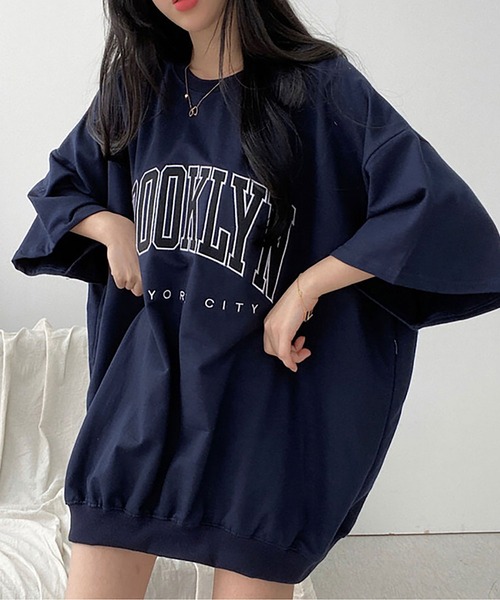 NinaetLina(ニナエリナ)の「BROOKLYNプリントオーバーTシャツ(Tシャツ/カットソー・レディース・グレー/ブラック/ネイビー/アイボリー・FREE)」の19枚目の写真