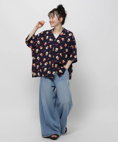 WIGGLE WIGGLE(ウィグルウィグル)の「【wiggle wiggle(ウィグルウィグル)】コラボ アソートパターンシャツ(シャツ/ブラウス・レディース・ブラック/ネイビー/クリーム・MEDIUM/LARGE)」の4枚目の写真