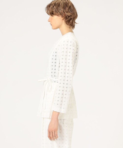 セール】コットンエンブロイダリー Vカラージャケット（ノー