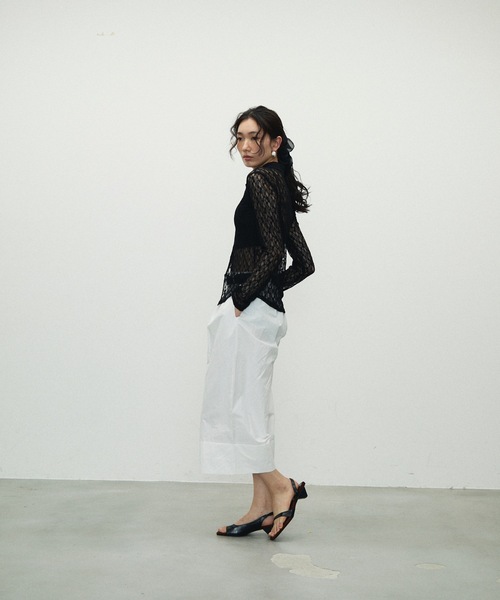 Lutim by u(ルチバイユー)の「Sheer Lace Tight Fit Shirt / シアーレースタイトフィットシャツ(シャツ/ブラウス・レディース・ホワイト/ブラック・FREE)」の18枚目の写真