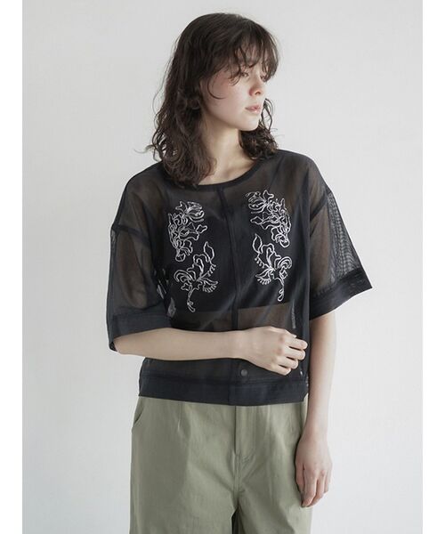 FIKA.(フィーカ)の「Zari embroidered mesh sheer blouse(シャツ/ブラウス・レディース・ブラック/オフホワイト・MEDIUM)」の7枚目の写真