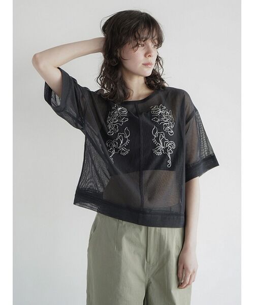 FIKA.(フィーカ)の「Zari embroidered mesh sheer blouse(シャツ/ブラウス・レディース・ブラック/オフホワイト・MEDIUM)」の8枚目の写真