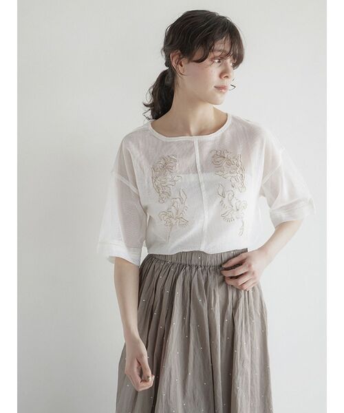 FIKA.(フィーカ)の「Zari embroidered mesh sheer blouse(シャツ/ブラウス・レディース・ブラック/オフホワイト・MEDIUM)」の15枚目の写真
