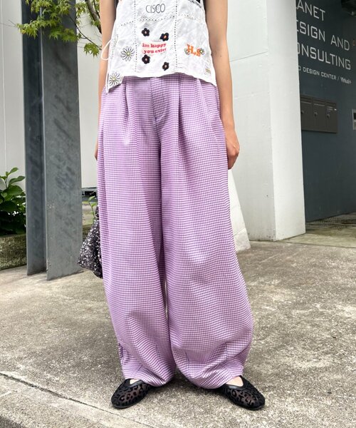 HELLO.SANFRANCISCO(ハローサンフランシスコ)の「【HELLO.SANFRANCISCO】ギンガムチェックランタンパンツ(その他パンツ・レディース・オレンジ/パープル・SMALL/MEDIUM)」の2枚目の写真