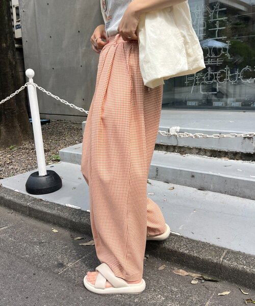 HELLO.SANFRANCISCO(ハローサンフランシスコ)の「【HELLO.SANFRANCISCO】ギンガムチェックランタンパンツ(その他パンツ・レディース・オレンジ/パープル・SMALL/MEDIUM)」の4枚目の写真