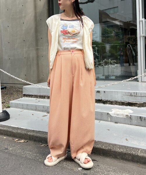 HELLO.SANFRANCISCO(ハローサンフランシスコ)の「【HELLO.SANFRANCISCO】ギンガムチェックランタンパンツ(その他パンツ・レディース・オレンジ/パープル・SMALL/MEDIUM)」の6枚目の写真