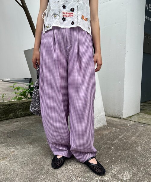 HELLO.SANFRANCISCO(ハローサンフランシスコ)の「【HELLO.SANFRANCISCO】ギンガムチェックランタンパンツ(その他パンツ・レディース・オレンジ/パープル・SMALL/MEDIUM)」の10枚目の写真