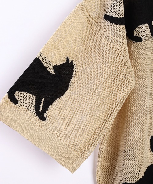 WESTSEA(ウエストシー)の「猫柄 サマークルーニット 透かし編(ニット/セーター・メンズ・ブラック/アイボリー/ブラウン・M/L)」の11枚目の写真