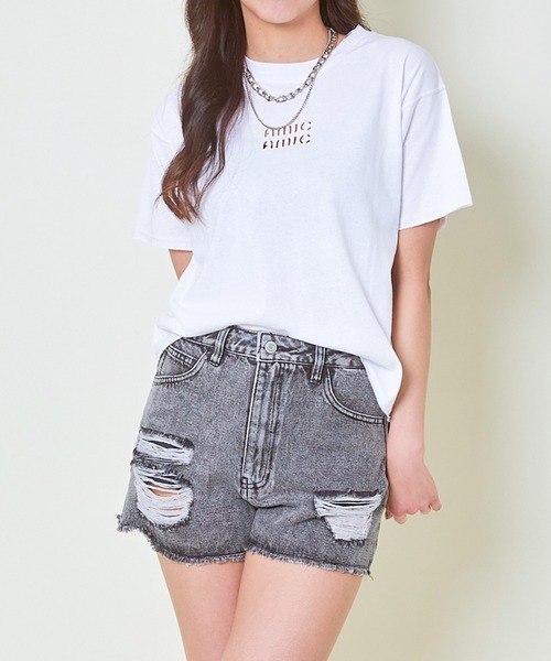 GORGE(ゴージ)の「《ちびロゴ×くりぬき》レディース 半袖Tシャツ カジュアル ベーシック 春夏秋(Tシャツ/カットソー・レディース・オフホワイト/グリーン/チャコール・F)」の10枚目の写真