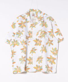 セール】ミューラルリーフプリント ツイストドレープブラウス（シャツ