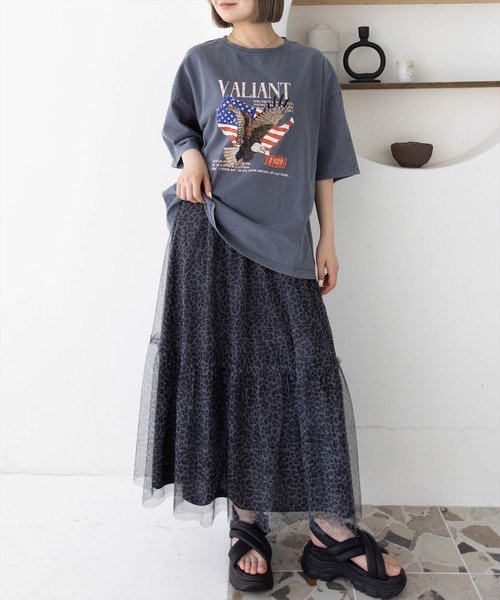 セール】オーバーサイズケミカル加工グラフィックTシャツ [着