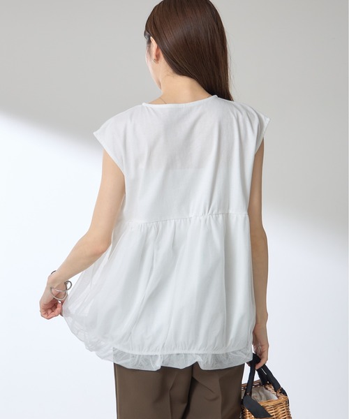 &. NOSTALGIA(アンドドットノスタルジア)の「【ZOZO限定】裾チュールバルーントップス(Tシャツ/カットソー・レディース・ブラック/オフホワイト・M)」の8枚目の写真