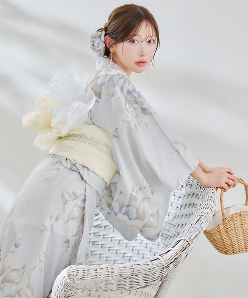 手縫い　浴衣　グレー 楽天市場】グレー（浴衣セット｜和服）：レディースファッション
