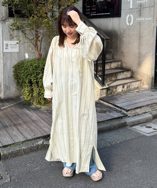 関税送料込★PATOU ボリュームスリーブワンピース セール】【きくちゃん企画】リネンレーヨンボリュームスリーブ