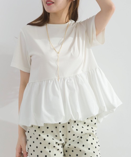 【SALE】PICCIN PERLA ピッチンぺルラ 即日発送  裾バルーンカットソー 906480 半袖 Tシャツ レディース  バルーン セール】裾バルーンカットソー（Tシャツ/カットソー）｜PICCIN