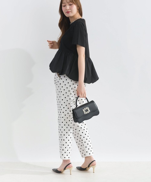 PICCIN PERLA(ピッチンペルラ)の「裾バルーンカットソー(Tシャツ/カットソー・レディース・ブラック/オフホワイト・M)」の7枚目の写真