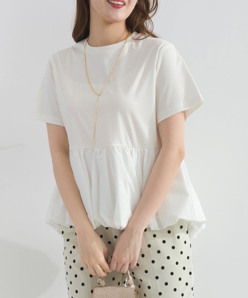 PICCIN PERLA(ピッチンペルラ)の「裾バルーンカットソー(Tシャツ/カットソー・レディース・ブラック/オフホワイト・M)」の9枚目の写真