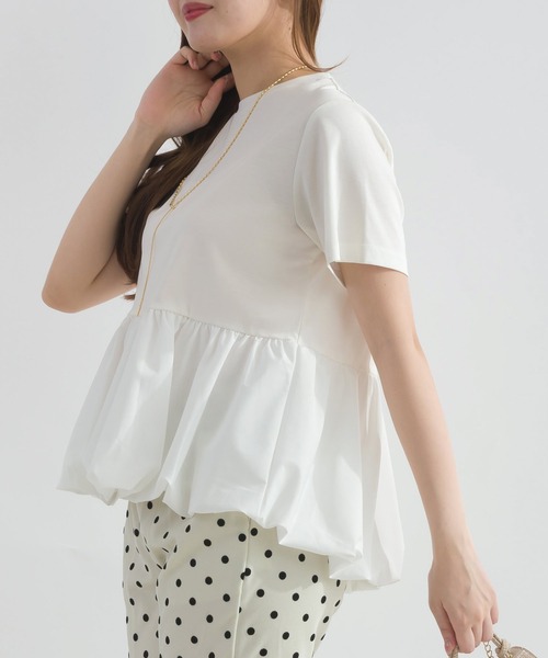 PICCIN PERLA(ピッチンペルラ)の「裾バルーンカットソー(Tシャツ/カットソー・レディース・ブラック/オフホワイト・M)」の10枚目の写真