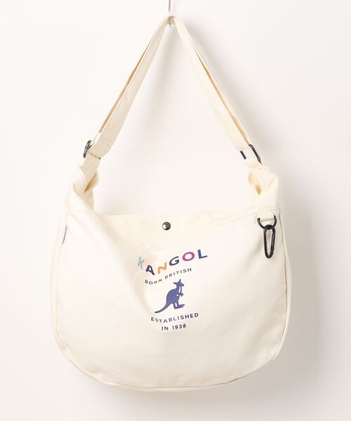 KANGOL（カンゴール）の「【KANGOL 】カラビナ付き キャンバス BIGショルダーバッグ（ショルダーバッグ・メンズ・オフホワイト/ブラック/ホワイト系その他・FREE）」の9枚目の写真