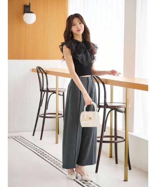 異素材ラッフルコンパクトニット　マーキュリーデュオ 異素材ラッフルコンパクトニット（ニット/セーター