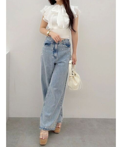 異素材ラッフルコンパクトニット（ニット/セーター