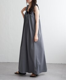 クレープ肩リボンワンピース
