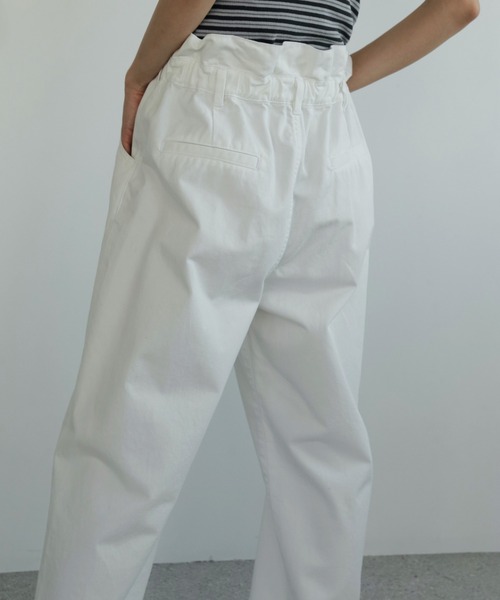 パンツ 80s high-waist tuck pants Vintage Pinstripe Paperbag Waist Trousers - 80s High Waist