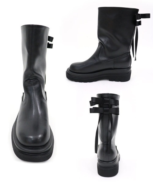 DONOBAN(ドノバン)の「バックリボンミドルブーツ(ブーツ・レディース・ブラック・24.5cm/23.5cm/22.5cm)」の8枚目の写真