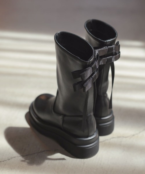 DONOBAN(ドノバン)の「バックリボンミドルブーツ(ブーツ・レディース・ブラック・24.5cm/23.5cm/22.5cm)」の12枚目の写真