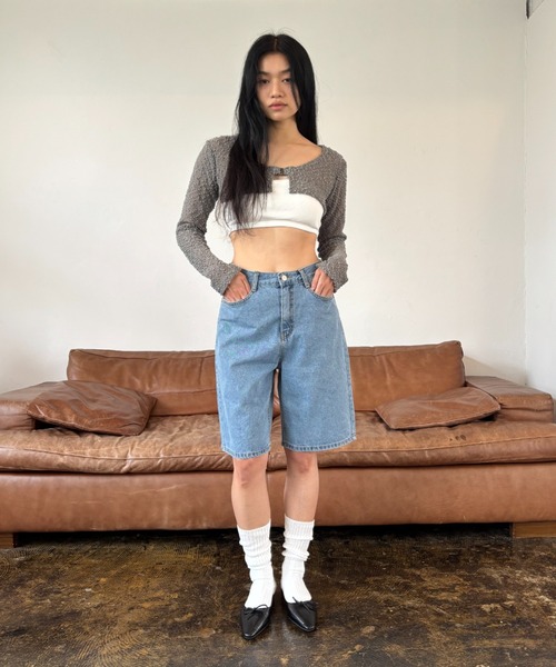 FUULLY STUDIO（フーリィーステューディオ）の「デニムハーフパンツ（デニムパンツ・レディース・ホワイト/ブラック/ブルー・SMALL/MEDIUM）」の17枚目の写真