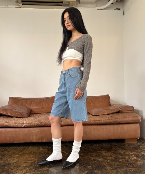 FUULLY STUDIO（フーリィーステューディオ）の「デニムハーフパンツ（デニムパンツ・レディース・ホワイト/ブラック/ブルー・SMALL/MEDIUM）」の19枚目の写真