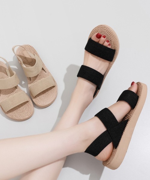 aquagarage(アクアガレージ)の「超軽量メッシュベルトサンダル(サンダル・レディース・Off White/ブラック・23.0cm/23.5cm/24.0cm/24.5cm)」の7枚目の写真