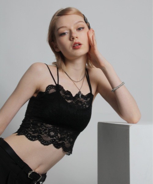 IMARI(イマリ)の「【 IMARI / イマリ 】 カップ付き 花柄 総レース キャミソール #(キャミソール・レディース・ブラック/ホワイト/ピンク・FREE)」の4枚目の写真
