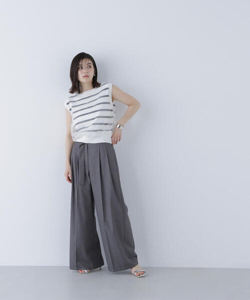 NATURAL BEAUTY BASIC（ナチュラルビューティーベーシック）の「◇デザインベルトワイドパンツ（その他パンツ・レディース・キャメル/チャコールグレー・SMALL/MEDIUM）」の5枚目の写真