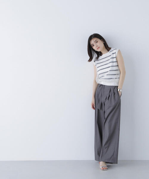 NATURAL BEAUTY BASIC（ナチュラルビューティーベーシック）の「◇デザインベルトワイドパンツ（その他パンツ・レディース・キャメル/チャコールグレー・SMALL/MEDIUM）」の7枚目の写真