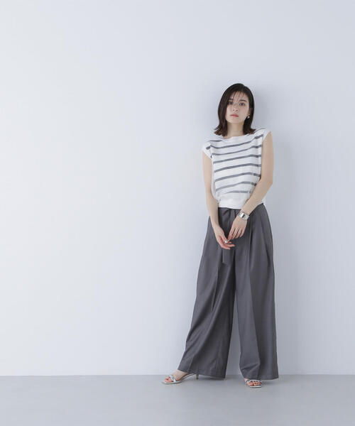 NATURAL BEAUTY BASIC（ナチュラルビューティーベーシック）の「◇デザインベルトワイドパンツ（その他パンツ・レディース・キャメル/チャコールグレー・SMALL/MEDIUM）」の10枚目の写真