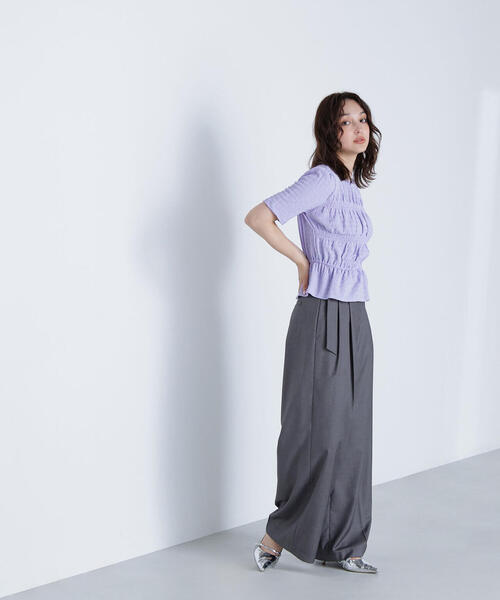 NATURAL BEAUTY BASIC（ナチュラルビューティーベーシック）の「◇デザインベルトワイドパンツ（その他パンツ・レディース・キャメル/チャコールグレー・SMALL/MEDIUM）」の14枚目の写真