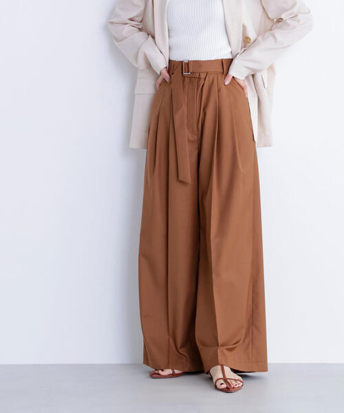 NATURAL BEAUTY BASIC（ナチュラルビューティーベーシック）の「◇デザインベルトワイドパンツ（その他パンツ・レディース・キャメル/チャコールグレー・SMALL/MEDIUM）」の18枚目の写真