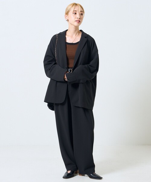 FREAK'S STORE 　セットアップ　ブラック FREAK'S STORE/ワイドシルエット コーデュロイ セットアップ