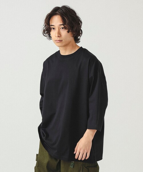 BEAMS（ビームス）の「シルケット 8分袖 クルーネック Tシャツ（Tシャツ/カットソー・メンズ・ブラック/ホワイト/ミント・S/M/L/XL）」の2枚目の写真