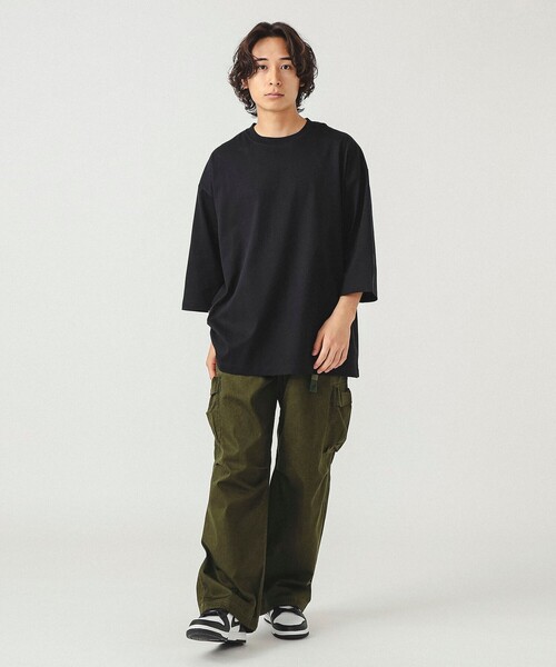 BEAMS（ビームス）の「シルケット 8分袖 クルーネック Tシャツ（Tシャツ/カットソー・メンズ・ブラック/ホワイト/ミント・S/M/L/XL）」の9枚目の写真