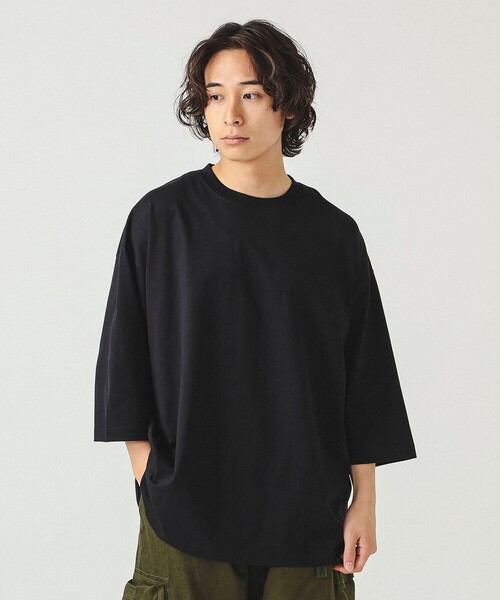 BEAMS（ビームス）の「シルケット 8分袖 クルーネック Tシャツ（Tシャツ/カットソー・メンズ・ブラック/ホワイト/ミント・S/M/L/XL）」の10枚目の写真