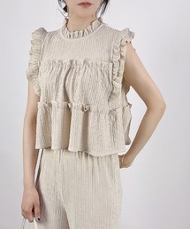 CLOTHY（クロシィ）の「【楽して洒落る、大人のセットアップ】ジャガードセットアップ(ノースリ)（セットアップ）」