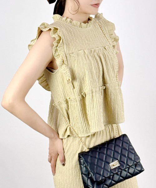 CLOTHY(クロシィ)の「【楽して洒落る、大人のセットアップ】ジャガードセットアップ(ノースリ)(セットアップ・レディース・ブラック/アイボリー/イエロー/ベージュ・MEDIUM)」の15枚目の写真